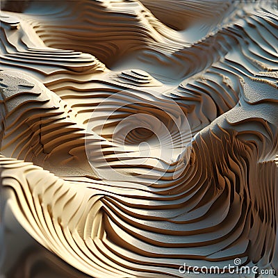 Organic pattern inspired by the patterns formed by wind-blown sand patterns in a desert landscape. AI Generated Stock Photo