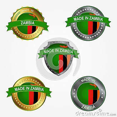 Design label of made in Zambia. Vector illustration Stock Photo