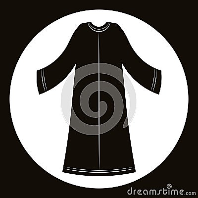 Design of lcon for web site or logo for abaya store shope vector illustration. Black beautiful abaya - traditional arabic muslim Vector Illustration