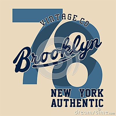 Design letters brooklyn new york authentic Vector Illustration