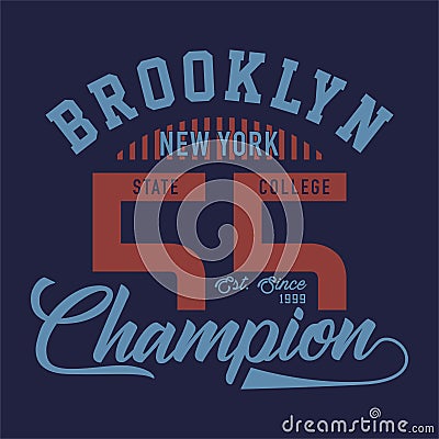 Design letters brooklyn new york champion Vector Illustration