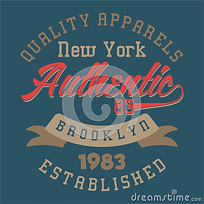 Design letters new york authentic brooklyn Stock Photo