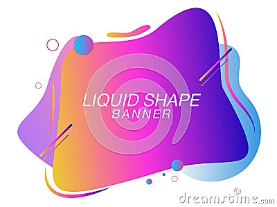 Design of liquid color abstract geometric shapes.Futuristic trendy dynamic elements.Abstract liquid shape.Fluid design.Isolated gr Vector Illustration