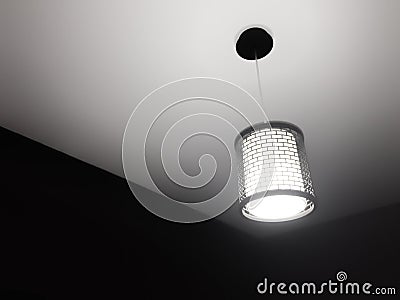 Design loft lamp with dim light and mesh housing Stock Photo