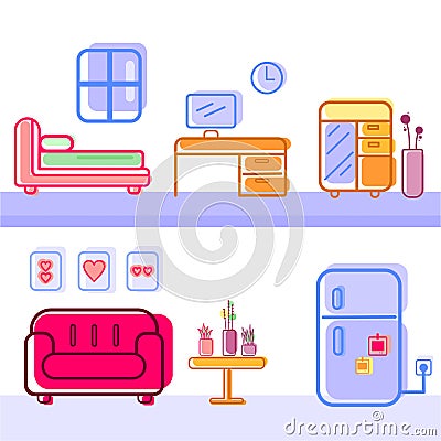 Design of house stuff in a soft colour background for any template and social media post Stock Photo