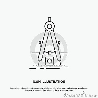 Design, measure, product, refinement, Development Icon. Line vector gray symbol for UI and UX, website or mobile application Vector Illustration