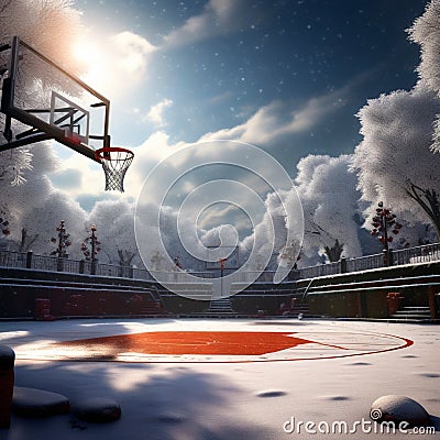 design a minimalist representation of a basketball court with emphasis on geometric shapes and patte Stock Photo