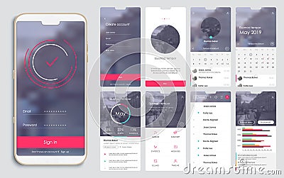 Design of the mobile application, UI, UX, GUI Vector Illustration