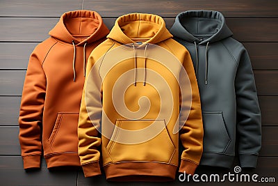 Design mockup clothes, realistic 3D rendering of blank hoodies Stock Photo
