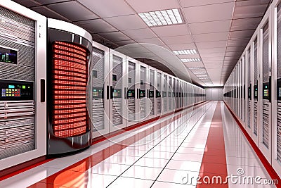 Design a modern government data center with high-speed processing, large-scale data storage, and advanced security Stock Photo