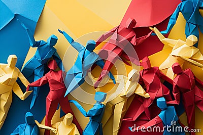 Design modern paper blue decorative concept art abstract creativity toy colorful origami background Stock Photo