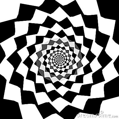 Design monochrome spiral movement illusion background Vector Illustration