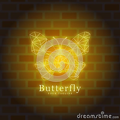 Design of neon glowing butterfly vectors Vector Illustration