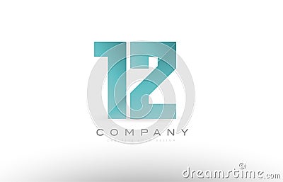 12 twelve number numeral digit green logo icon design Vector Illustration