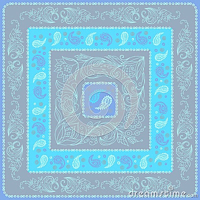 Design Paisley headscarf. Blue palette Stock Photo