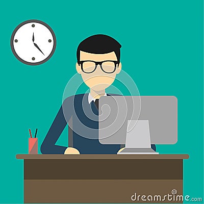 Person working on a computer Vector Illustration