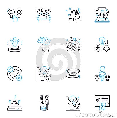 Design phase linear icons set. Ideation, Conceptualization, Brainstorming, Visualization, Creativity, Innovation Vector Illustration
