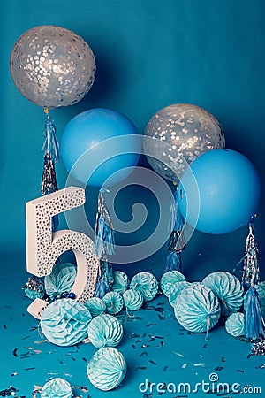 Design for photo shoot locations for birthday five years Stock Photo