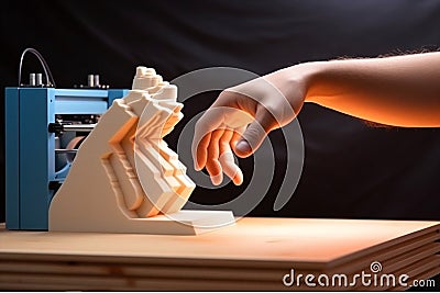 Design plastic hand three-dimensional tool technology printing machine printer model concept 3d engineering Stock Photo