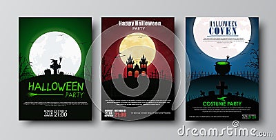 Design posters Halloween party. Vector Illustration