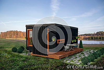 Design project smart house for recreation on the lake Stock Photo