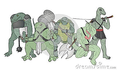 Design or reptile warriors illustration Vector Illustration