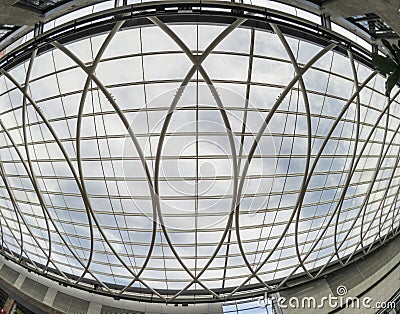Design roof glass modern pattern, the image was taken by fish eyes angle lens. Editorial Stock Photo