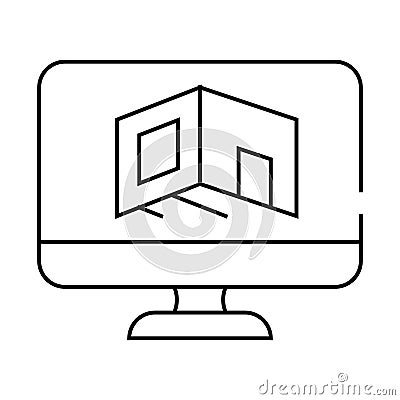 design room computer program line icon vector illustration Cartoon Illustration