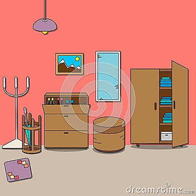 Design of room - hallway. Vector Illustration