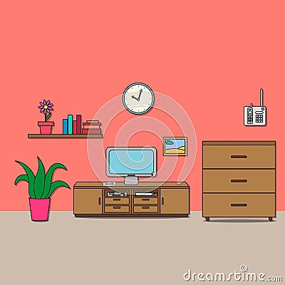 Design of room - sitting room. Vector Illustration