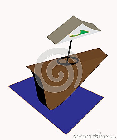 The design is a sail boat arranged in a rather abstract style. Stock Photo