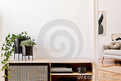 Stylish Scandinavian interior in the modern home. Stock Photo