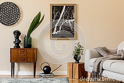 Design scandinavian home interior of living room. Stock Photo