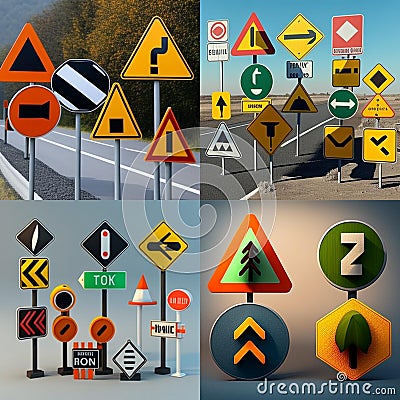 Traffic sign, road sign, signs, signage, traffic, signposts, indicative plates Stock Photo