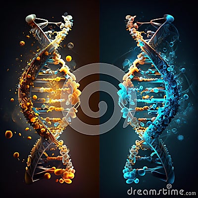 Realistic DNA illustration, 3d DNA illustration, High resolution DNA illustration, DNA, illustration, 3d illustration Stock Photo