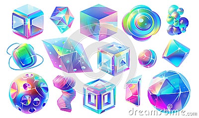 Design shape art geometric set collection. Abstract crystal geometry element symbol. Line pattern Stock Photo