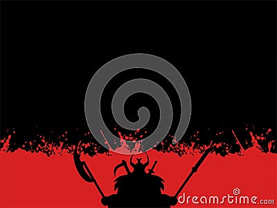 shogun on black and red background Vector Illustration