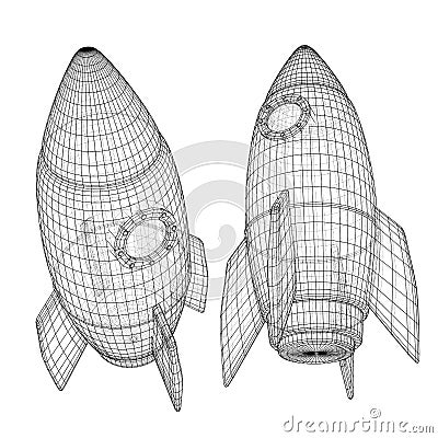 Design of a space rocket. The concept of a startup Vector Illustration