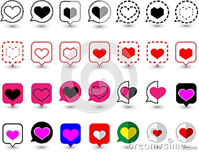 `Design speech bubble icons with various love symbols in the form of vectors.Suitable for designing graphic works in love theme.Mo Vector Illustration