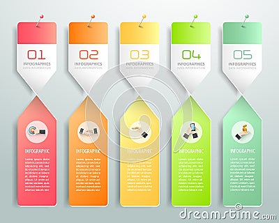 Design spiral banner infographic template 5 steps, Vector Illustration