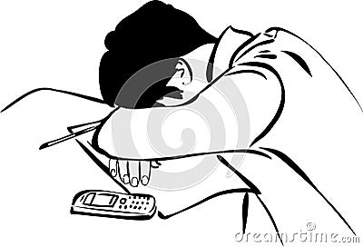 Design student sleeps sitting on synopsis Vector Illustration