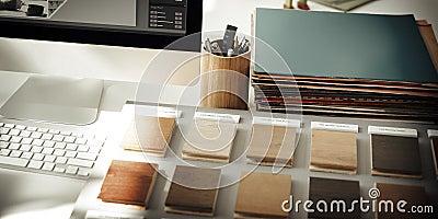 Design Studio Creativity Ideas Wood Palette Decoration Concept Stock Photo