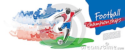 Football championship vector. Artistic figurative soccer character. Vector Illustration