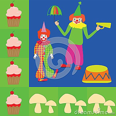 Design for table napkins with two comical clowns Vector Illustration