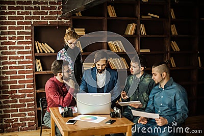 Design team is discussing a new advertising project Stock Photo