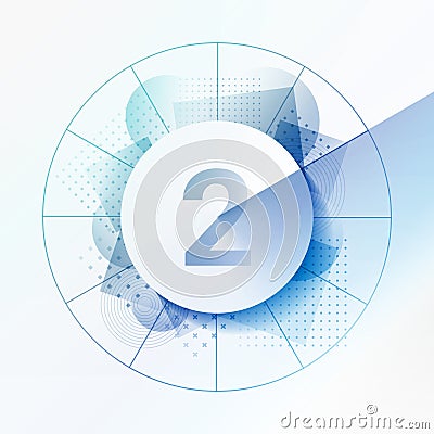 Design template with abstract background and geometrical shapes. Central circle with shadow to indicate number. Concept for infogr Vector Illustration