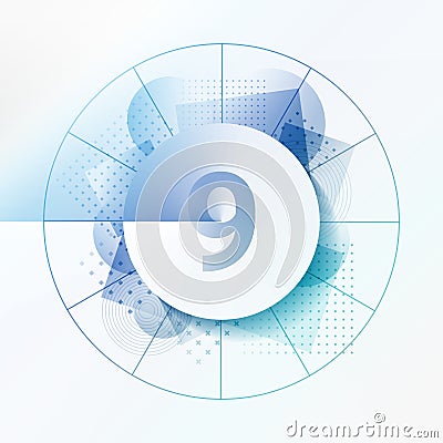 Design template with abstract background and geometrical shapes. Central circle with shadow to indicate number. Concept for infogr Vector Illustration