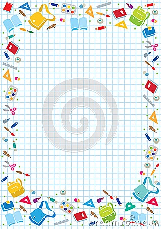 Design template background with education supplies Vector Illustration