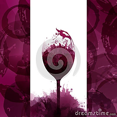 Design template background wine stains. Illustrations glass of w Vector Illustration