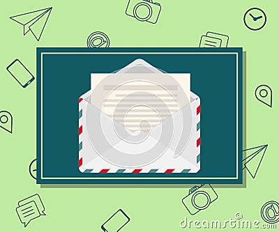 Design template of email marketing and newsletter advertising. Communication concept Vector Illustration